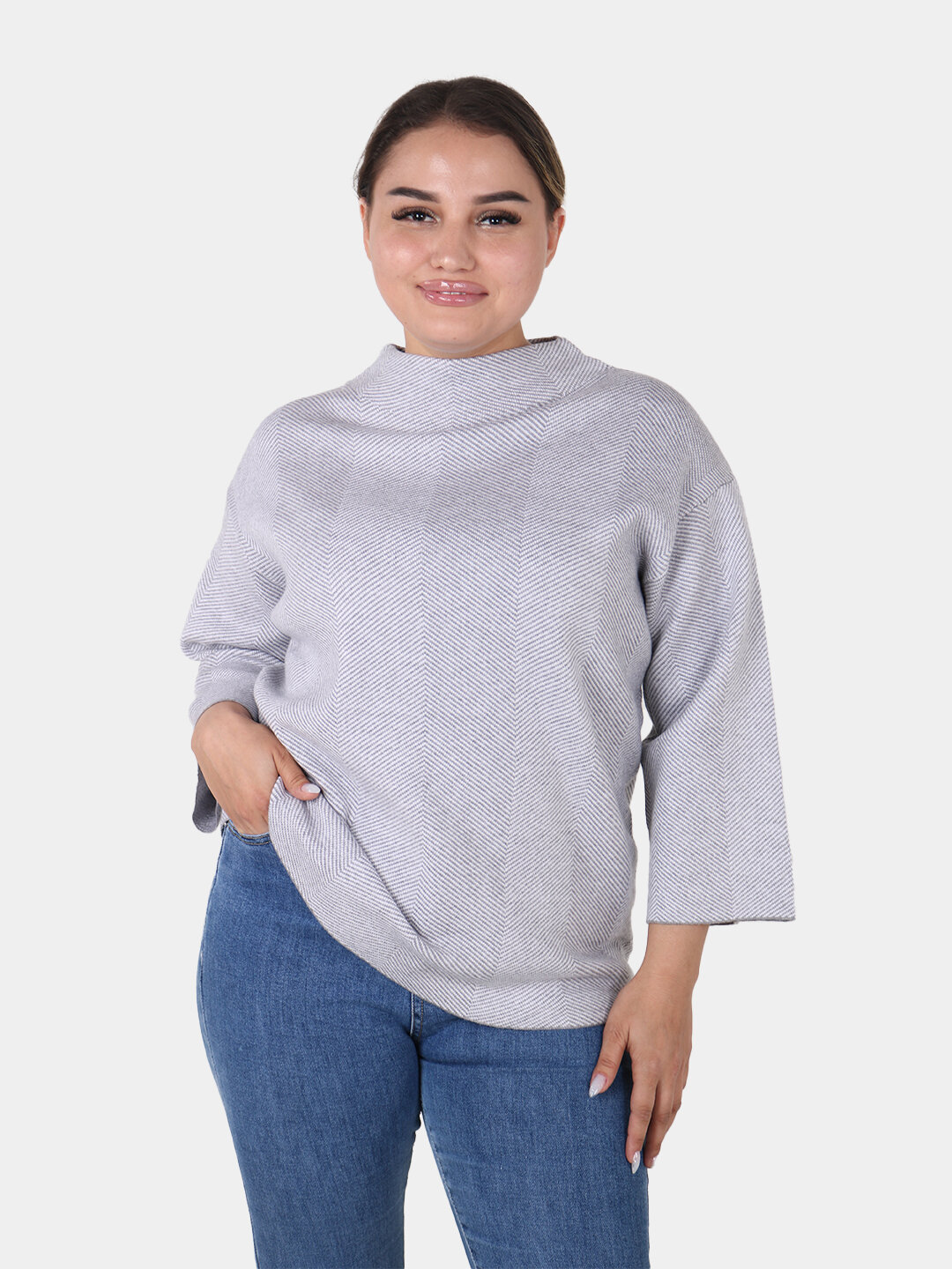 Свитер размер One Size, , серый металлик