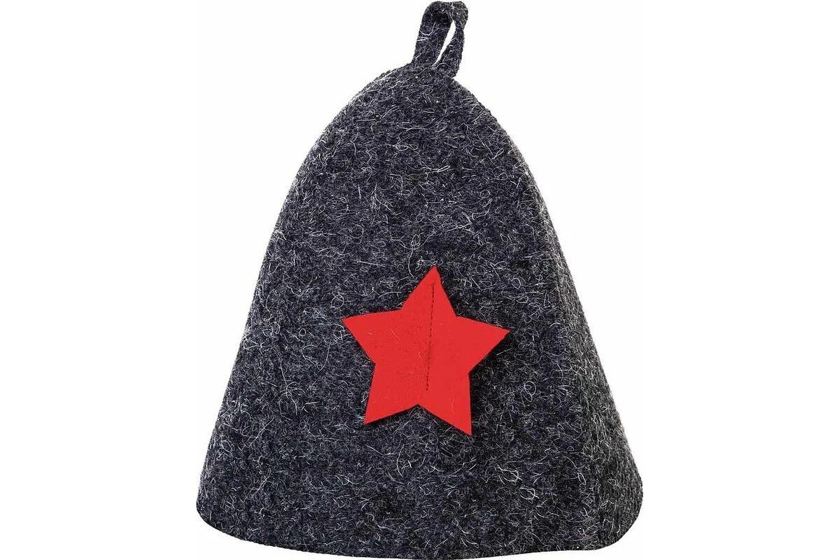 Шапка банная ГлавБаня с аппликацией Звезда войлок серый Б40101