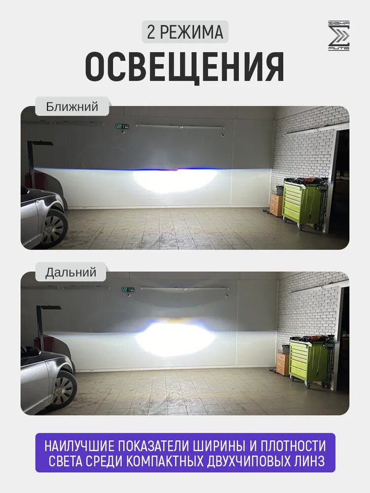 Би лед линзы светодиодные 3 дюйма Sigma Light G30, bi led модули ближнего и дальнего света, 3.0", 12V, 55/65W, 5500K, комплект 2шт — фото 1