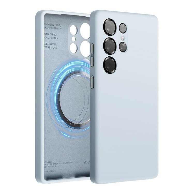 Чехол Elago Soft silicone Magnetic, для Samsung S25 Ultra, силикон, Light Blue