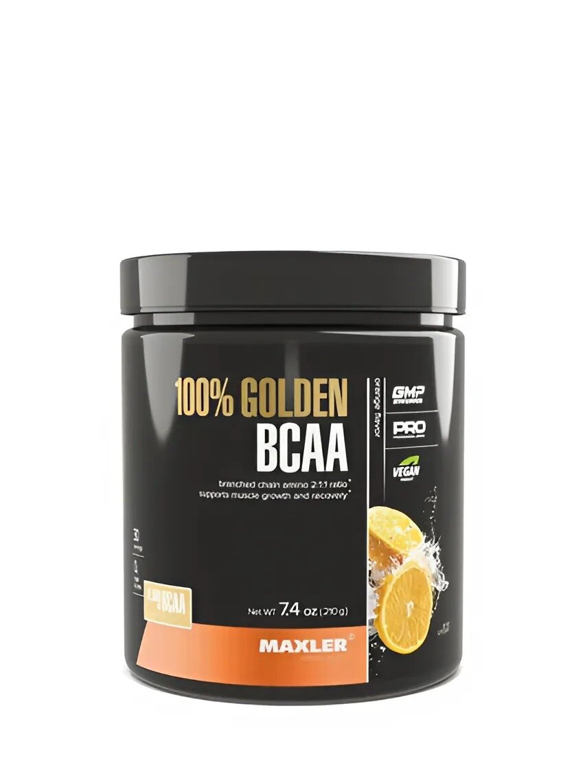 Аминокислоты Maxler 100% Golden BCAA - Апельсин, 210г - БЦАА в соотношении 2:1:1 - В форме порошка - 30 порций