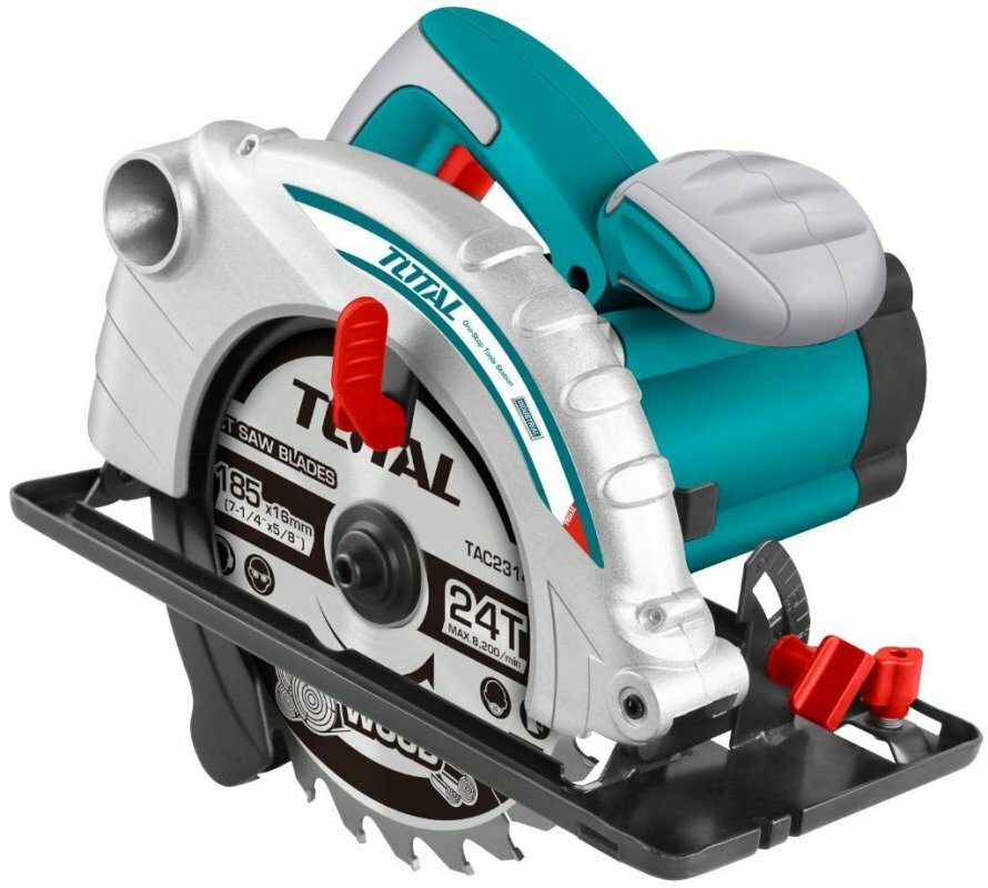 Циркулярная пила TOTAL TS11418526, мощность 1400 W, глубина пропила 65 мм, бирюзовая — фото 1