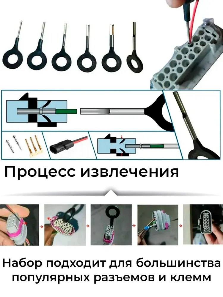 Набор инструментов Matoka для снятия клемм / Комплект 3 шт / Инструмент для удаления проводов / — фото 1
