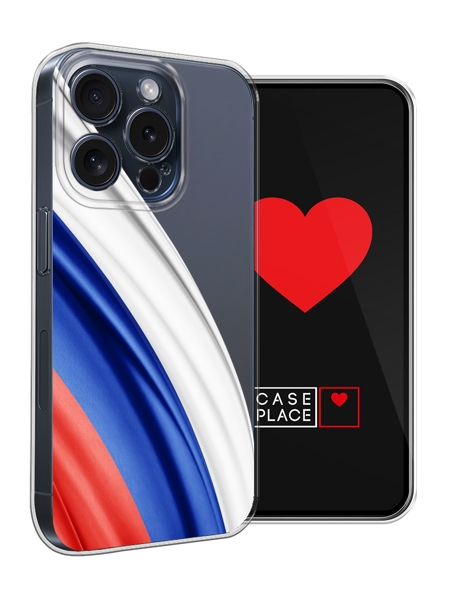 Чехол на Apple iPhone 15 Pro / Айфон 15 Про Флаг России уголок — фото 1