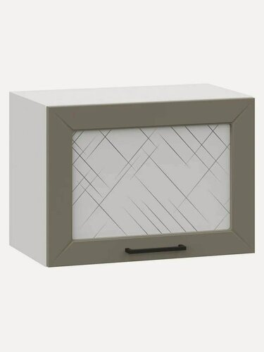 Изображение товара Кухонный модуль навесной, шкаф Сектор с полками, 50х29.6х36 см, Белый / Базальт со стеклом