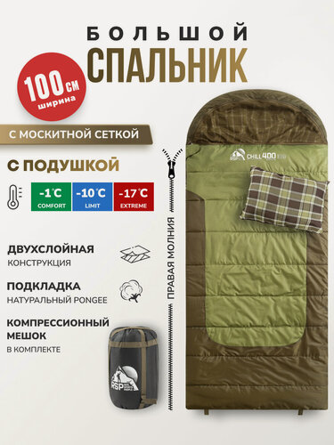 Изображение товара Спальный мешок с москитной сеткой RSP CHILL 400 BIG R (225*100 см, молния справа)