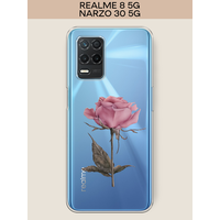 Силиконовый чехол "Меланхоличная роза" на realme 8 5G / Narzo 30 5G / Реалми 8 5G, прозрачный