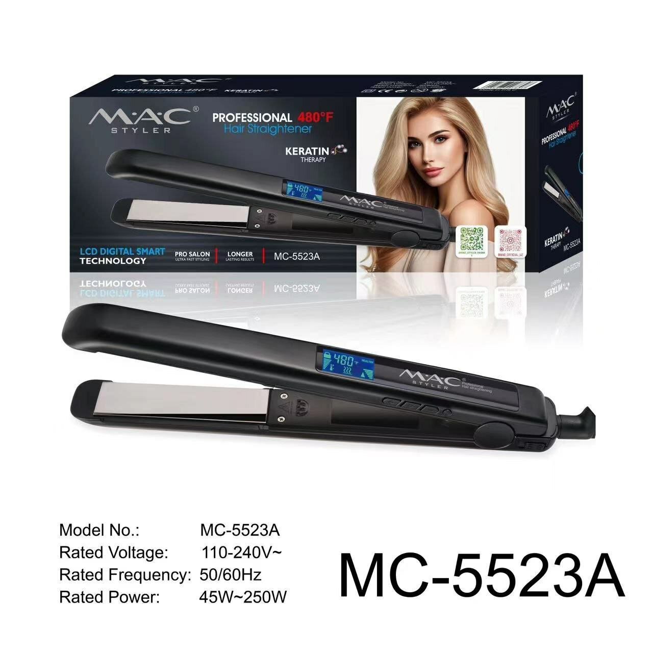 Профессиональный утюжок, выпрямитель для волос MAC Styler MC-5523A Titan, с LCD дисплеем — фото 1