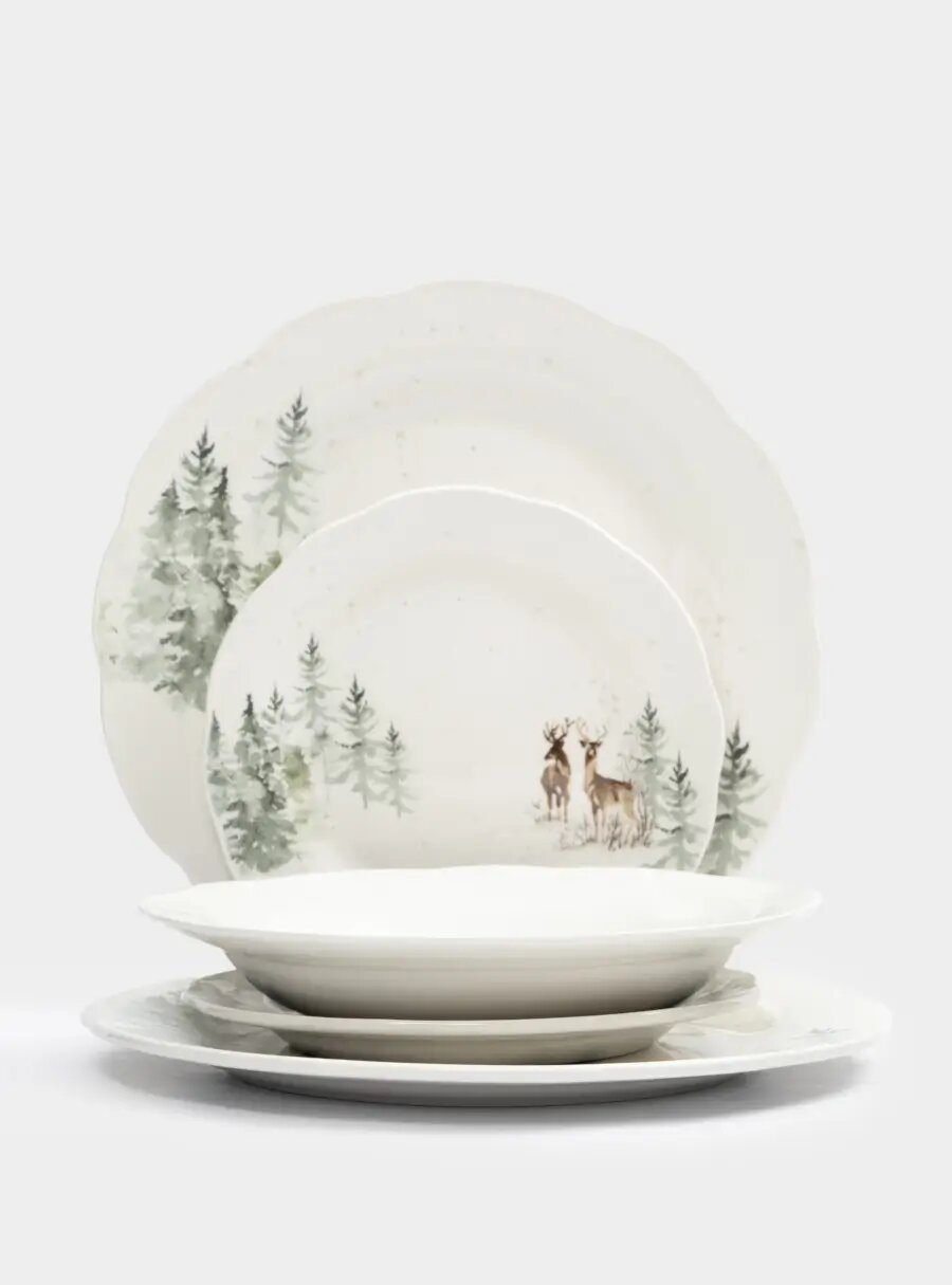 Сервиз обеденный 6 перс 18 пр фарфор P белый Олени в лесу Maral