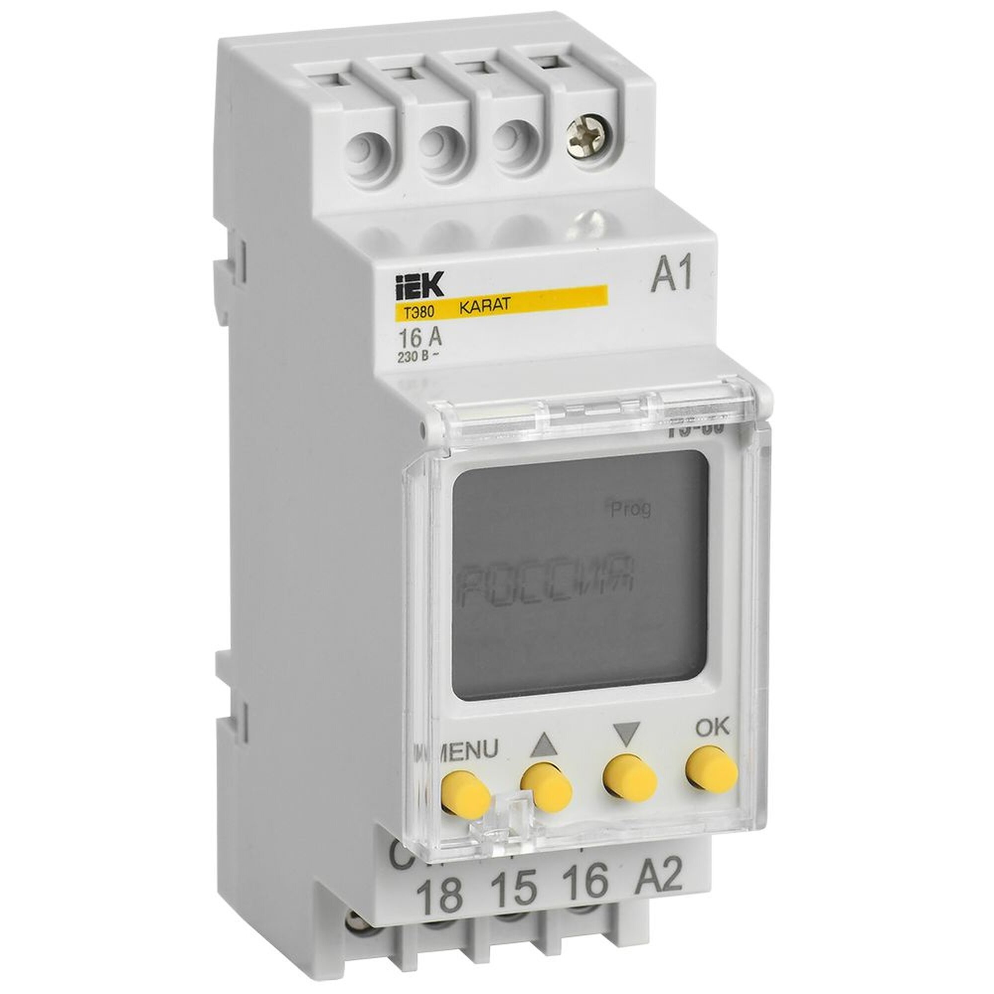 Таймер цифровой IEK ТЭ80 KARAT 16А 230В недельная программа на DIN-рейку IP20 светло-серый