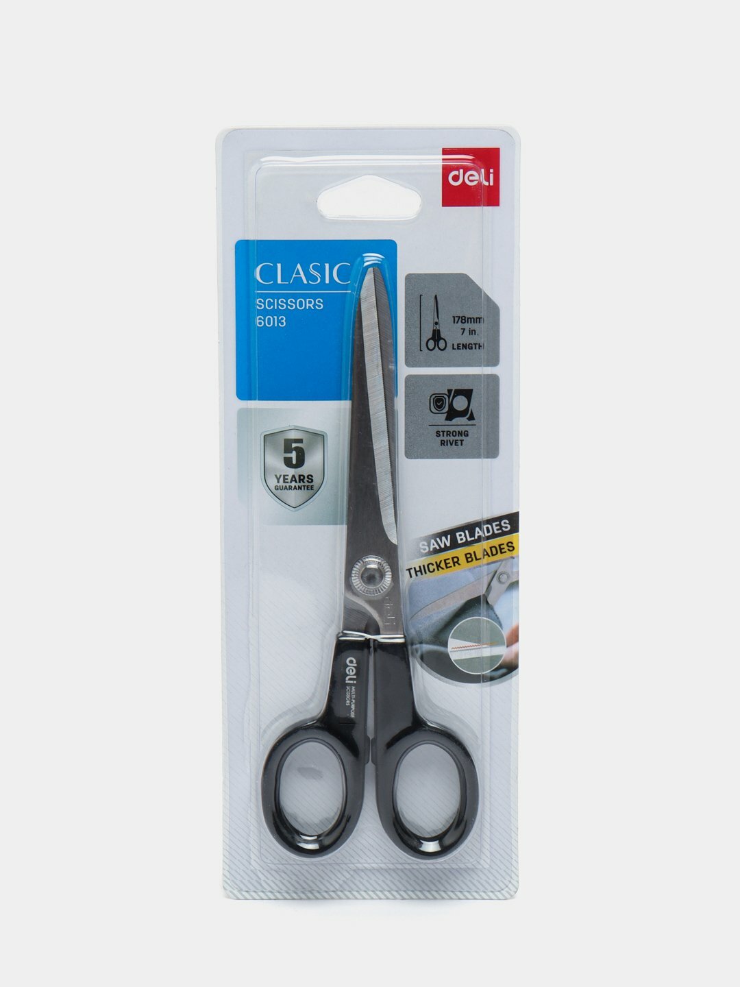 Ножницы Deli E0603 офисные 170мм ручки пластиковые сталь ассорти пакет с европод