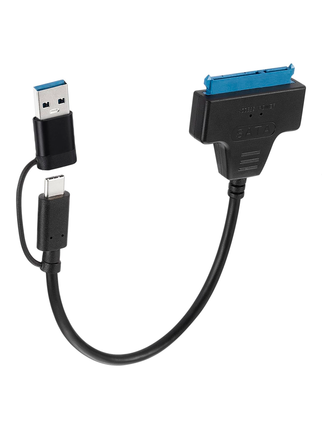 Адаптер USB-SATA, Type-C, 2,5", для SSD/HDD, кабель-переходник, USB 3.0 — фото 1