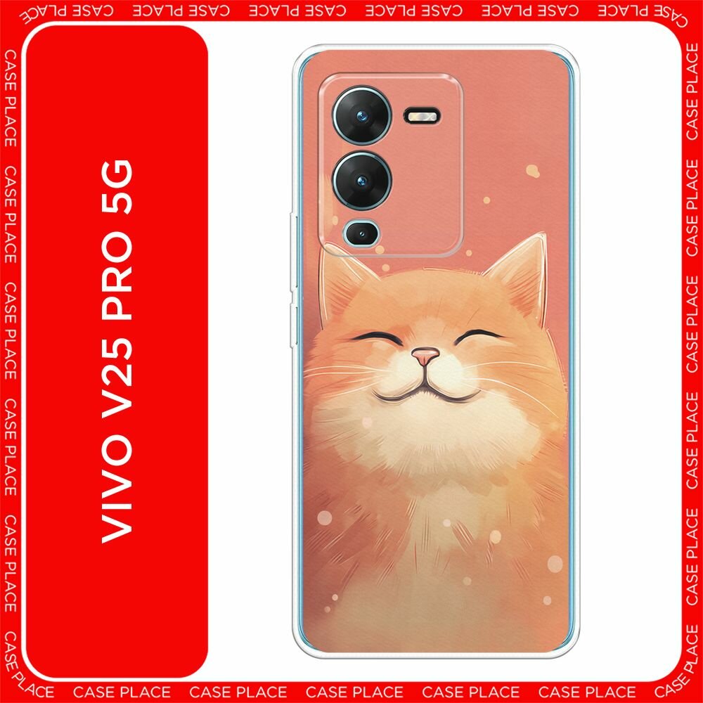 Чехол на Vivo V25 Pro 5G / Виво V25 Про 5G с принтом "Довольный рыжий котик"