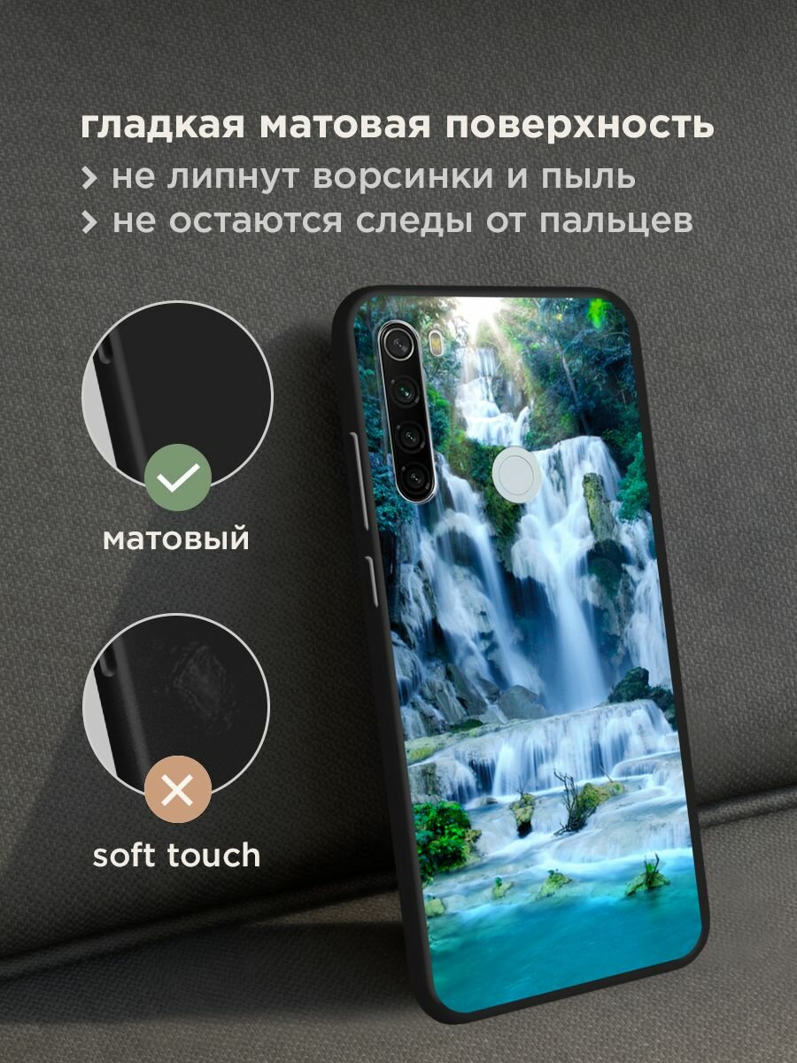 Черный матовый чехол на Xiaomi Redmi Note 8T / Сяоми Редми Нот 8Т с принтом "Водопад 8" — фото 1