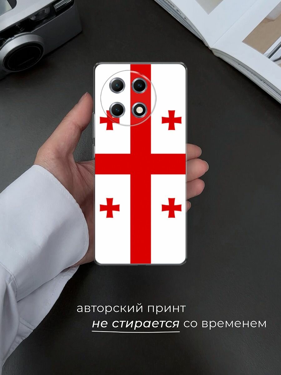 Чехол на Tecno Camon 30S / Текно Камон 30S с принтом "Флаг Грузии" — фото 1