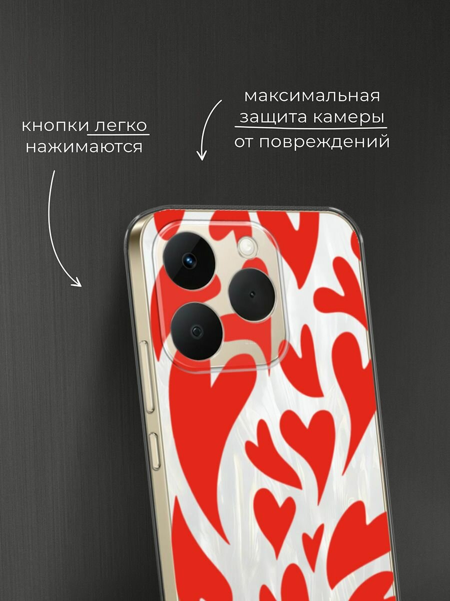 Чехол на Realme 15T / Реалми 15Т с принтом "Crazy hearts 2 - 14 февраля", прозрачный — фото 1