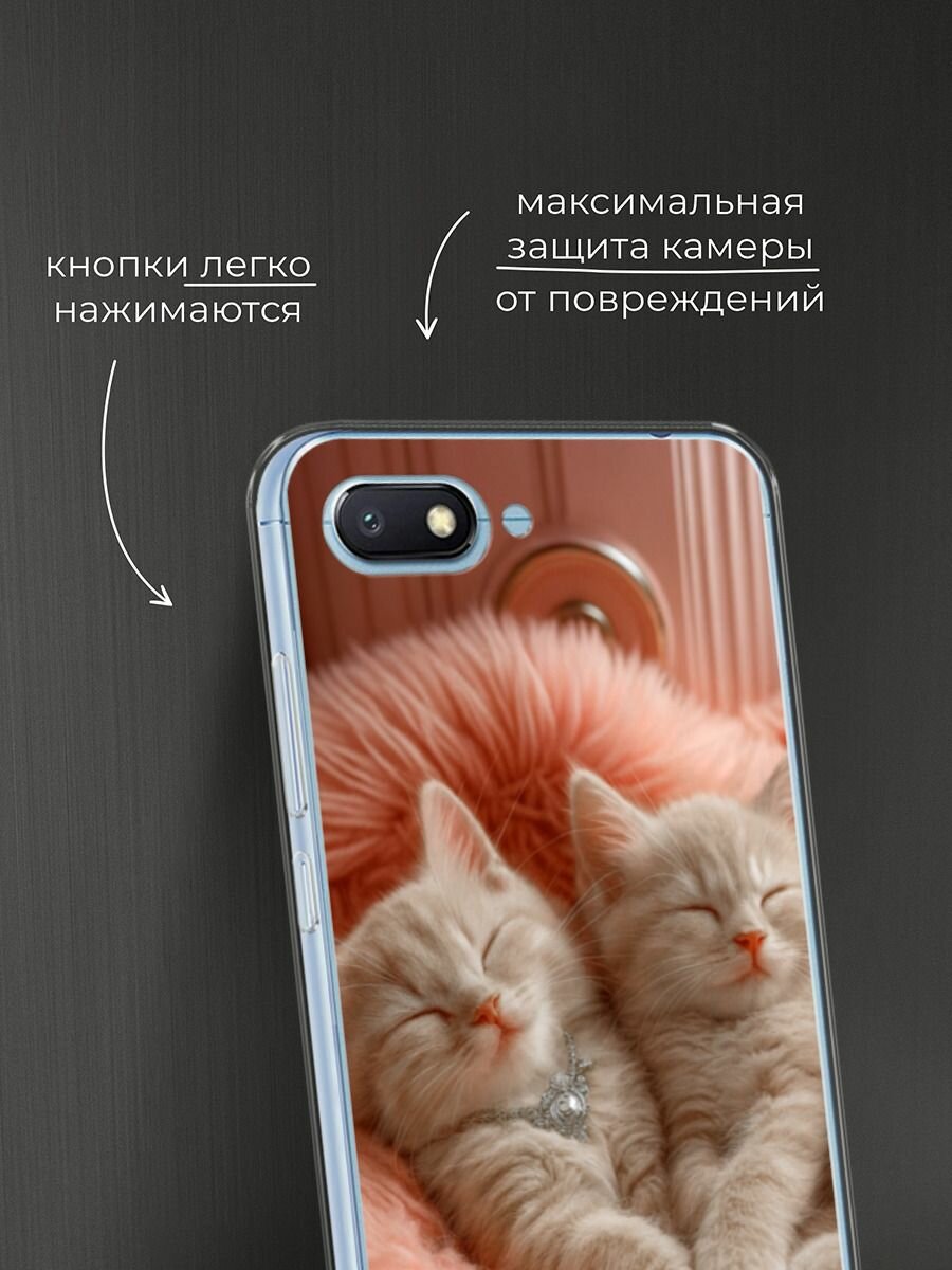 Чехол на Xiaomi Redmi 6A / Сяоми Редми 6А с принтом "Спящие котики" — фото 1