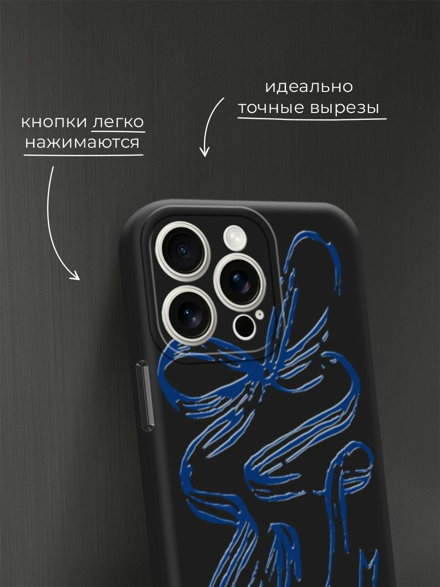 Чехол на Apple iPhone 15 Pro Max / Айфон 15 Про Макс с принтом "Полосатый розовый бант 3" — фото 1