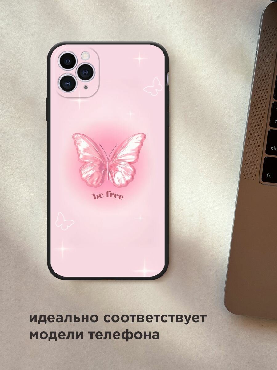 Черный матовый чехол на Apple iPhone 11 Pro / Айфон 11 Про с принтом "Be free butterfly 1" — фото 1