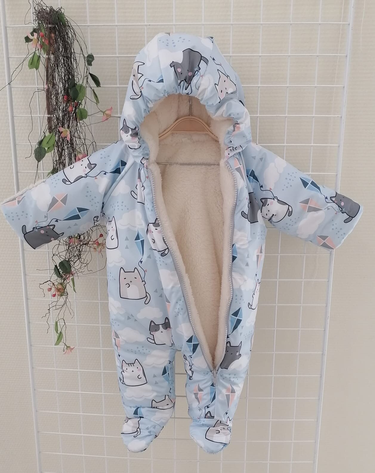 Комбинезон утеплённый Снолики размер 68/74  голубой