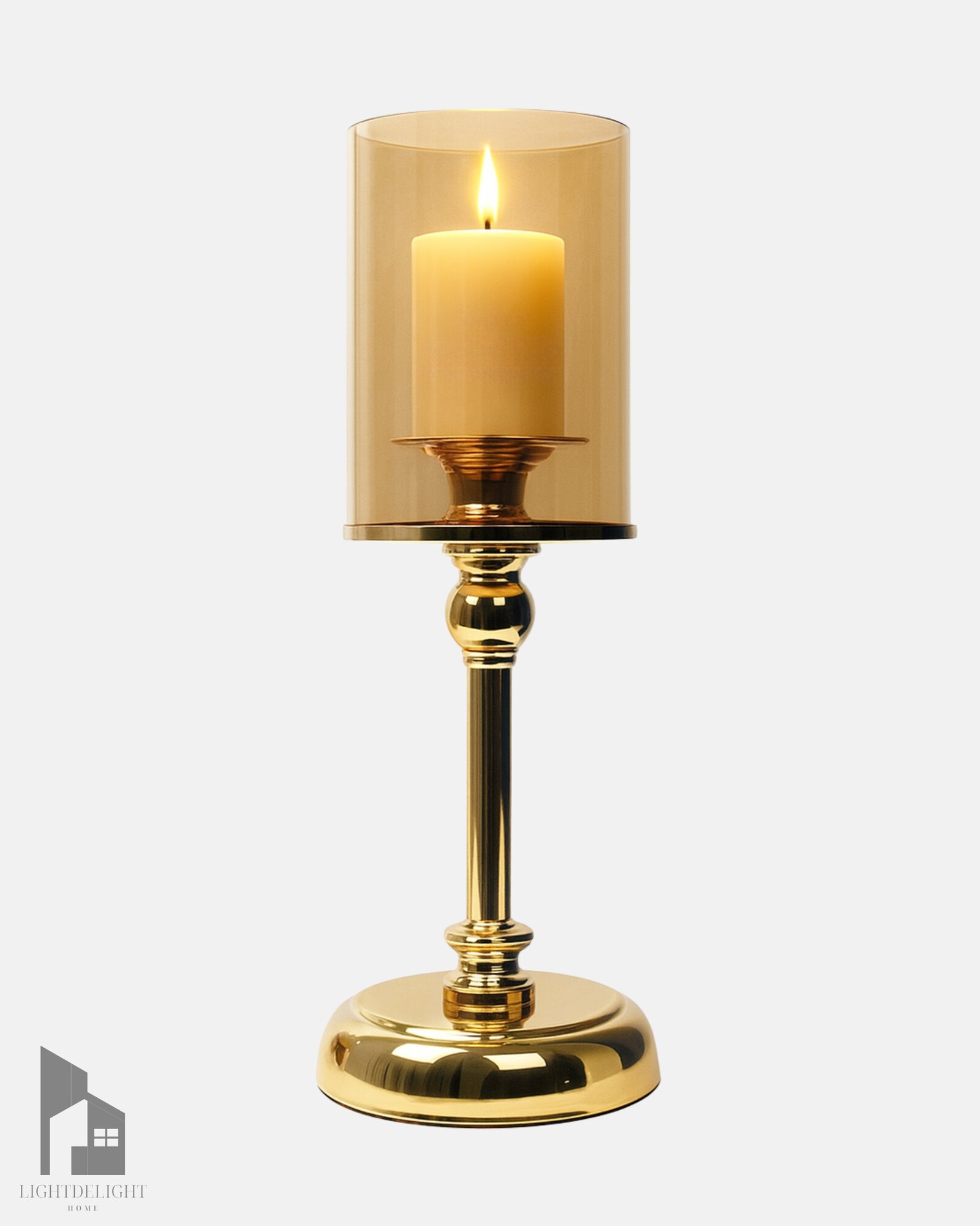 Подсвечник для свечей на ножке золотой 34 см.