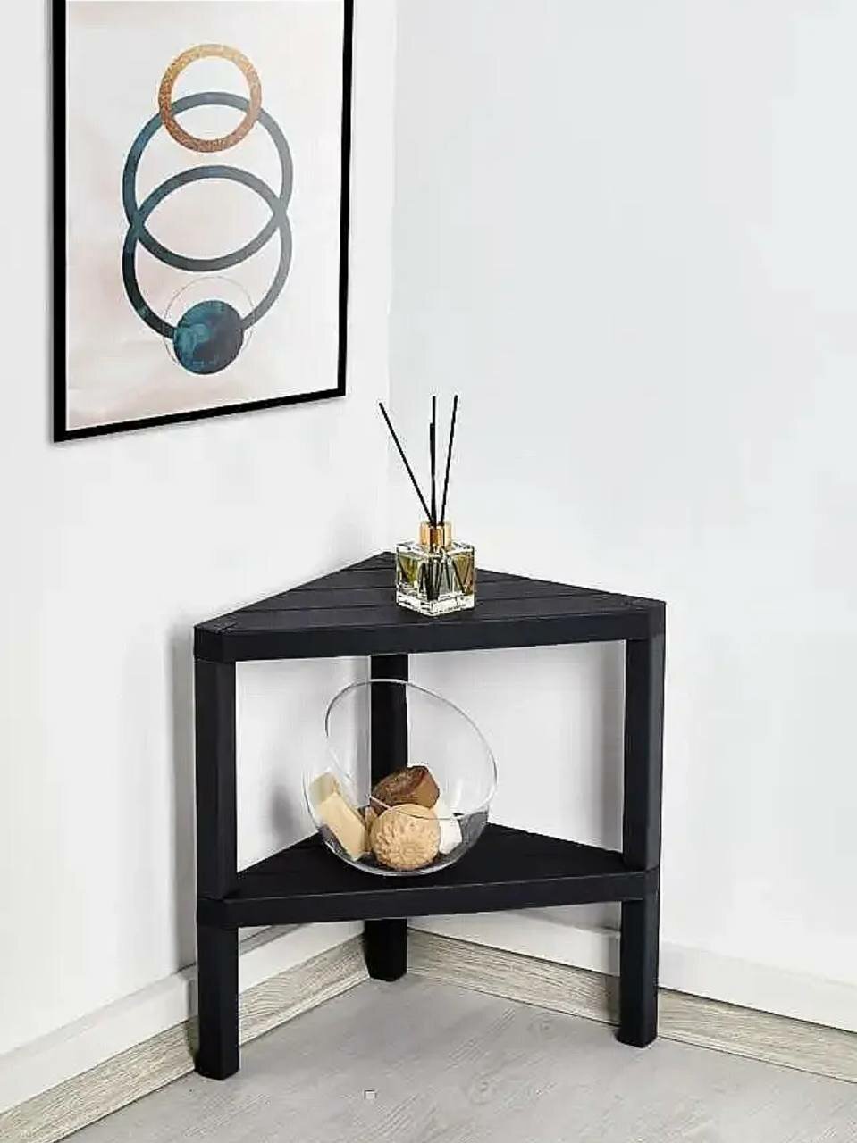 Прозрачная 3-уровневая этажерка черная – прочная стильная