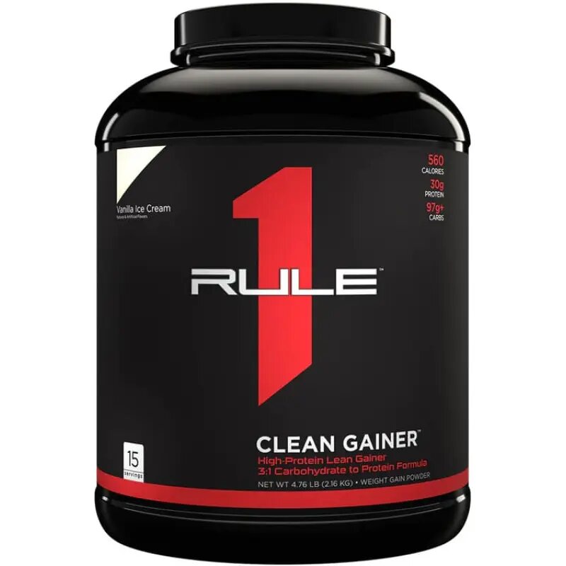 Rule1 Clean gainer 2,3kg вкус Ваниль гейнер с белком для набора массы