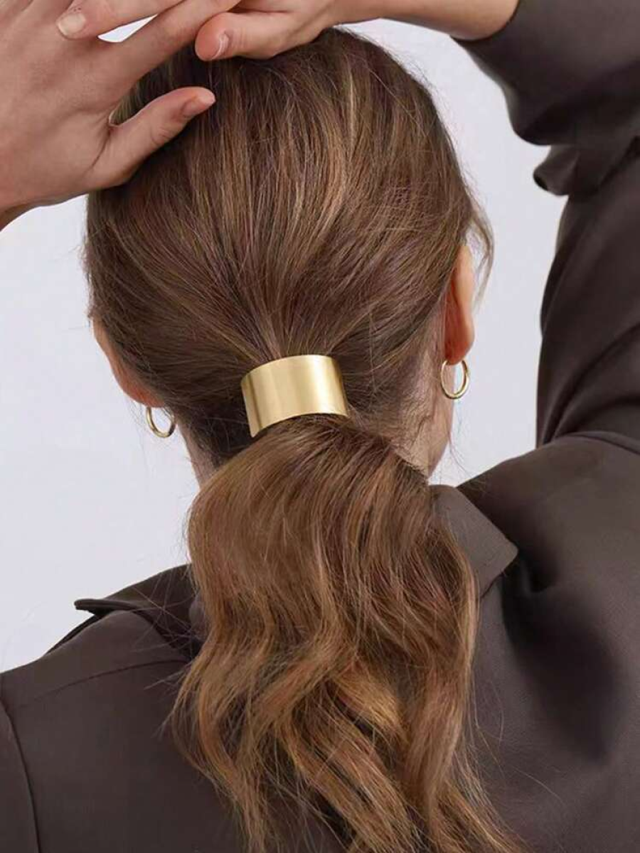 Резинка для волос с золотым декором, металлическая резинка полукольцо для волос
