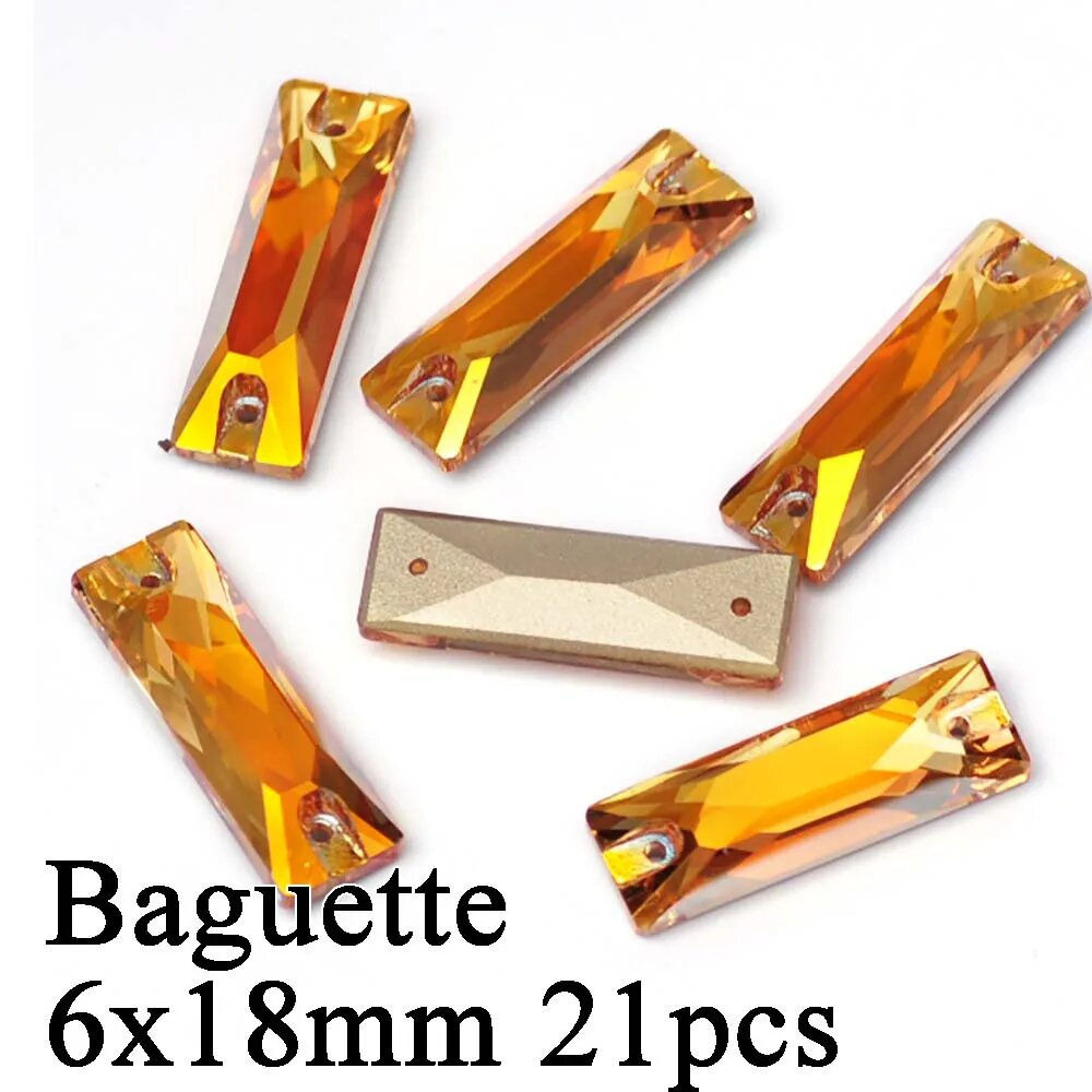Золотые гематитовые стразы Baguette 6x18mm 21pc