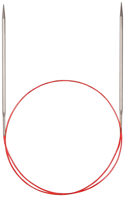 Спицы ADDI круговые с удлиненным кончиком 775-7, диаметр 6.5 мм, длина 9 см, общая длина 50 см, серебристый/красный