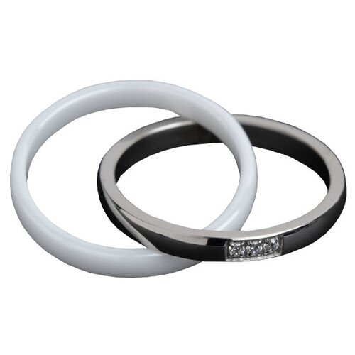 фото Сима-ленд кольцо дабл три кристалла белое в серебре, размер 17