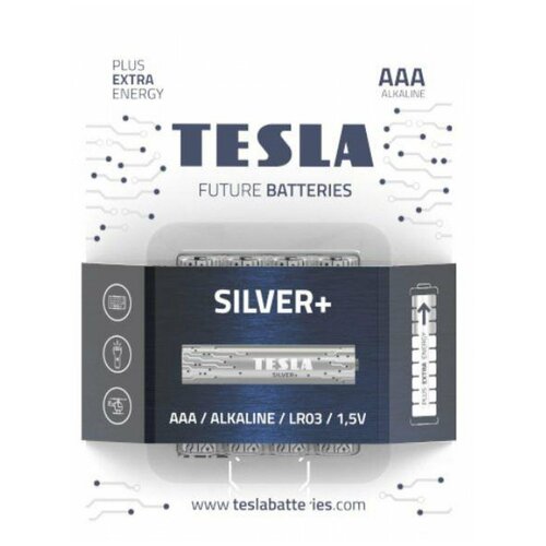 Батарейка TESLA Silver+ AAA LR03, в упаковке: 4 шт.