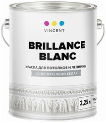 Краска акриловая VINCENT Brillance Blanc влагостойкая моющаяся матовая белый 2.25 л