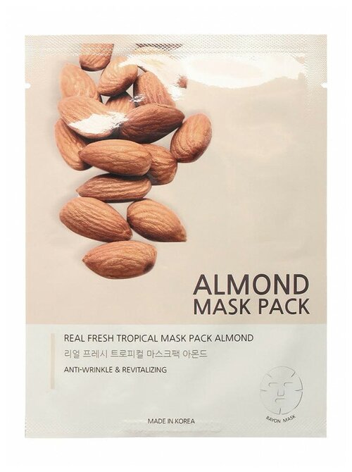 Jungnani Маска тканевая с экстрактом миндаля JNN-II Real Fresh Tropical Mask Almond, 25 мл