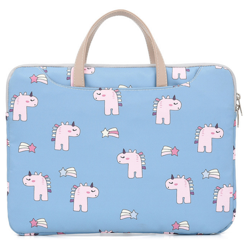 фото Сумка для ноутбука mypads m-1715 из качественной импортной износостойкой влагозащитной ткани «оксфорд» 13.3/ 14/ 15/ 15.6 дюймов легкая удобная тонкая с мягкой плюшевой подкладкой детская женская с тематикой &quot;единорог&quot; (14-15 дюйм)