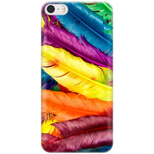 фото Re:pa накладка transparent для apple iphone se / 5s / 5 с принтом "разноцветные перья"