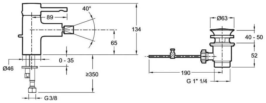 Смеситель для биде Jacob Delafon Cuff E37045-CP - фотография № 6