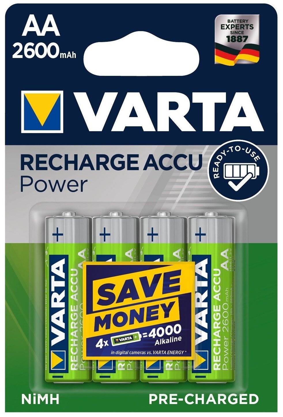 Аккумуляторная батарея Varta R6 (AA) Longlife Ni-Mh 2600mAh (4шт.)