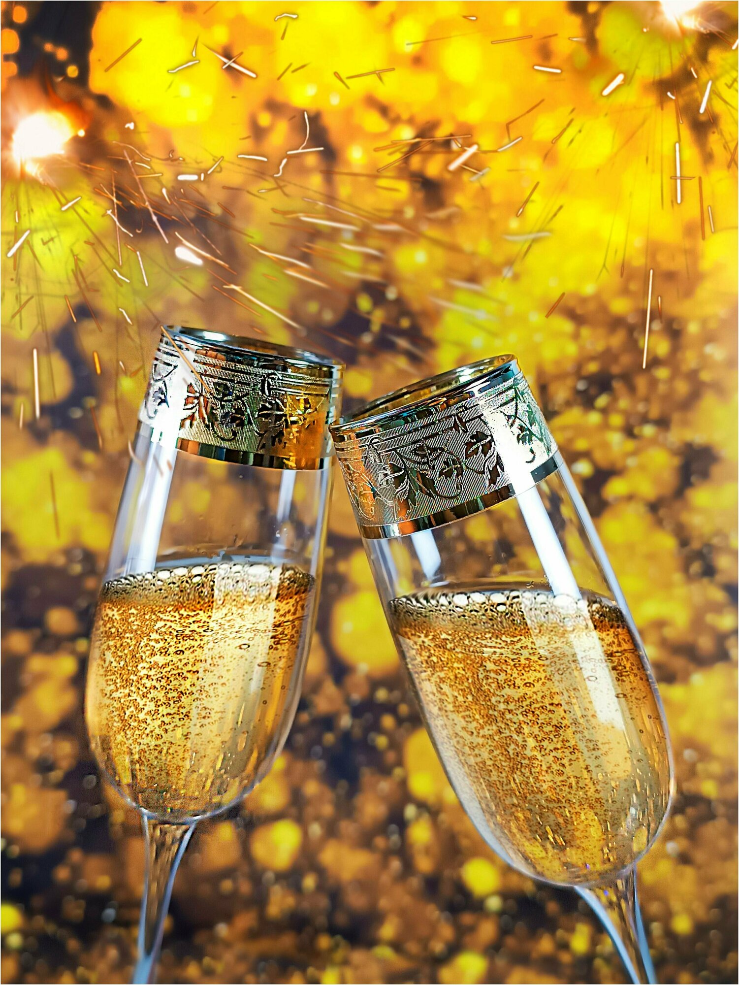Подарочный набор бокалов для шампанского с алмазной гравировкой PROMSIZ Канада, 175 мл, 2 шт.