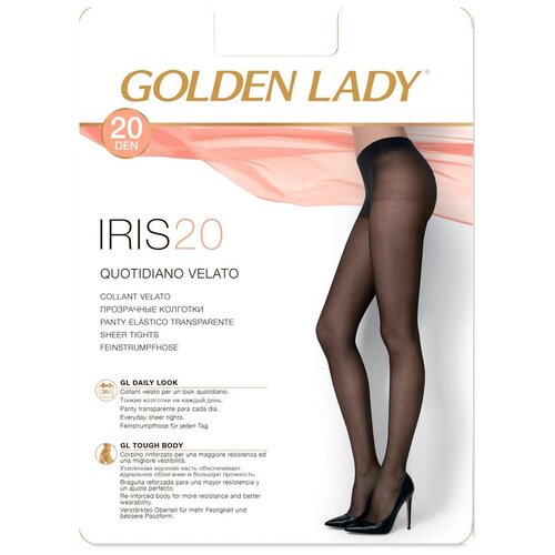 Колготки Golden Lady Iris, 20 den, размер 2, черный колготки golden lady 20 den с шортиками полуматовые размер 4 бежевый