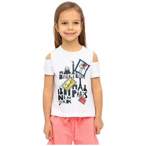 фото Футболка button blue, размер 98, белый