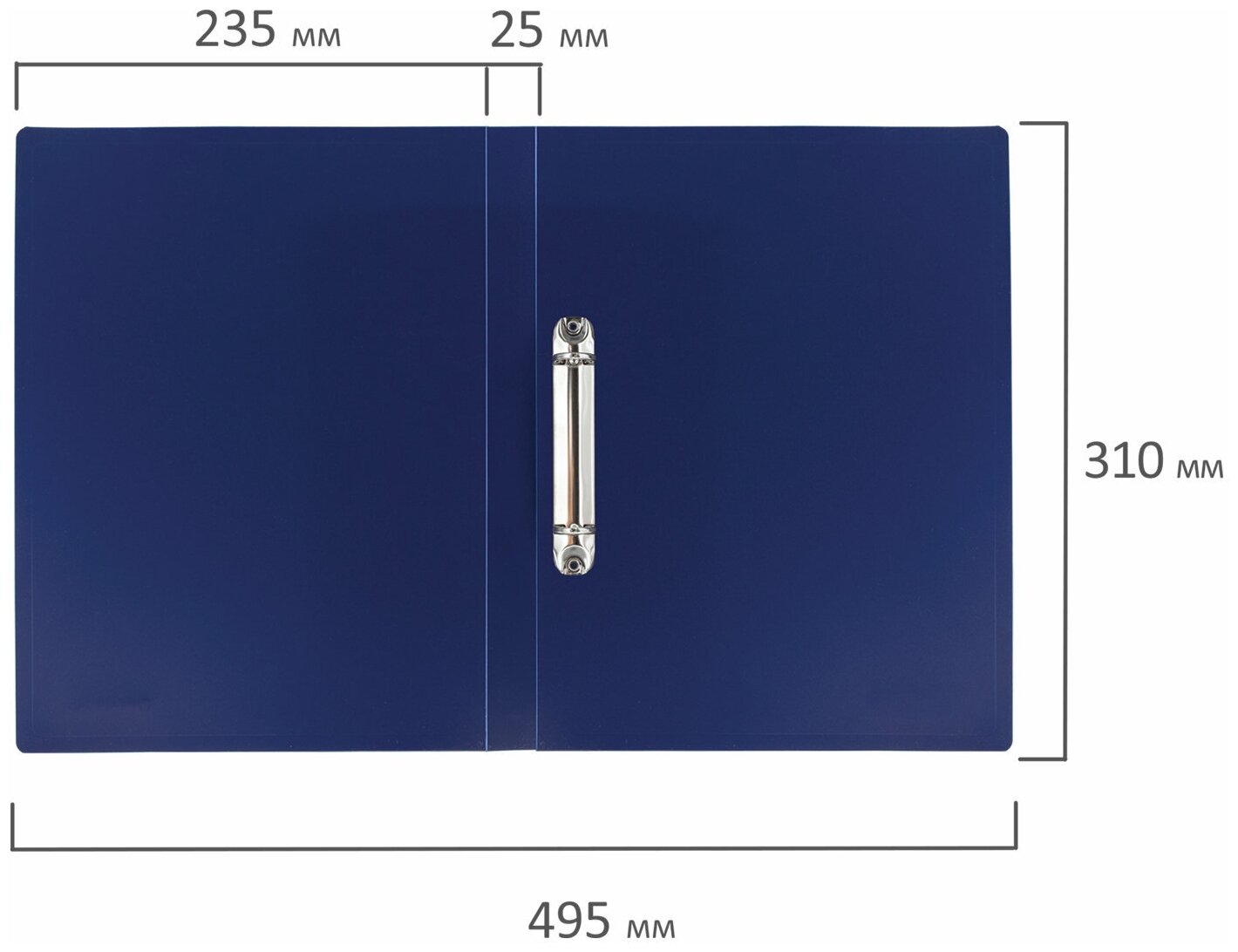 Папка на 2 кольцах BRAUBERG "Office", 25 мм, синяя, до 170 листов, 0,5 мм, 227494 - фото №7