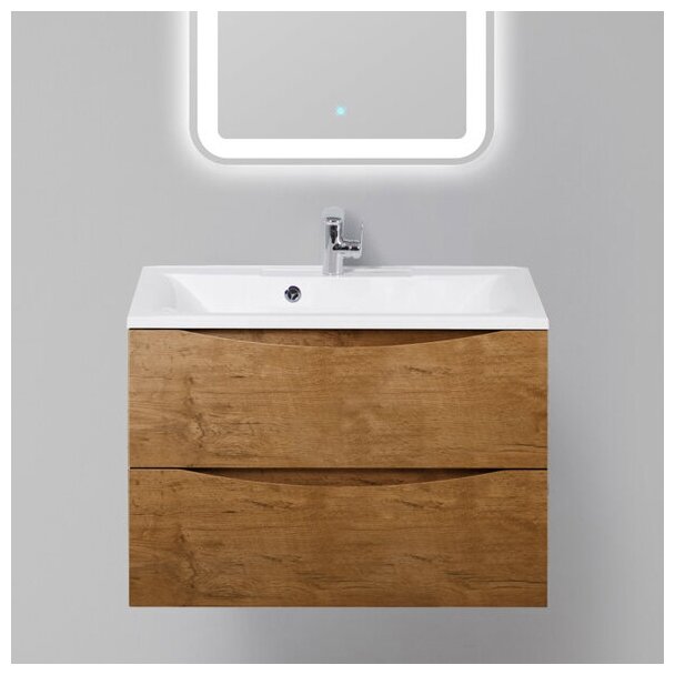 BelBagno Тумба подвесная с раковиной из литьевого мрамора для ванной комнаты Marino-H60 80 см Rovere Nature