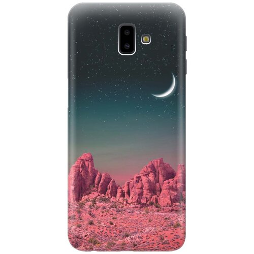 фото Gosso ультратонкий силиконовый чехол-накладка для samsung galaxy j6+ (2018) с принтом "месяц над розовыми горами"