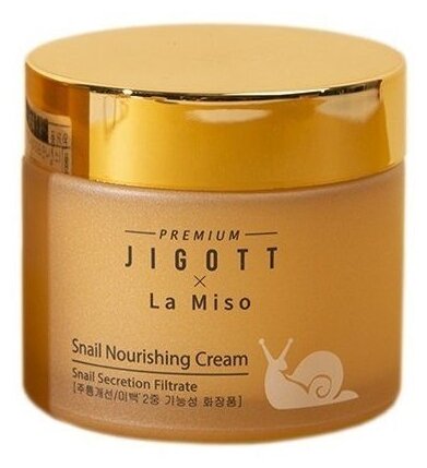 Premium Jigott & La Miso Snail Nourishing Cream Питательный крем для лица с муцином улитки, 70 мл