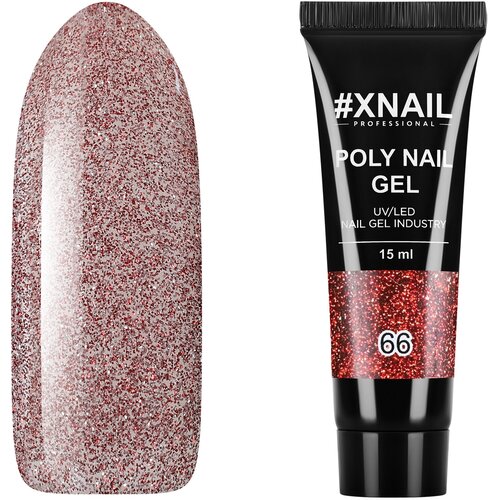 Xnail, Полигель POLY NAIL GEL 66 (DISCO Светоотражающий), 15 мл.