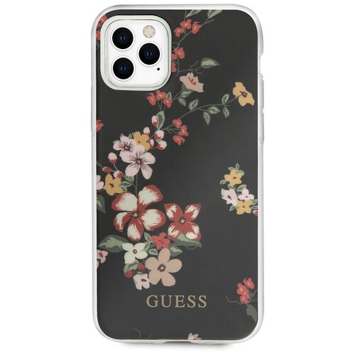 фото Чехол guess для iphone 11 pro flower tpu/pc hard shiny n.4 black