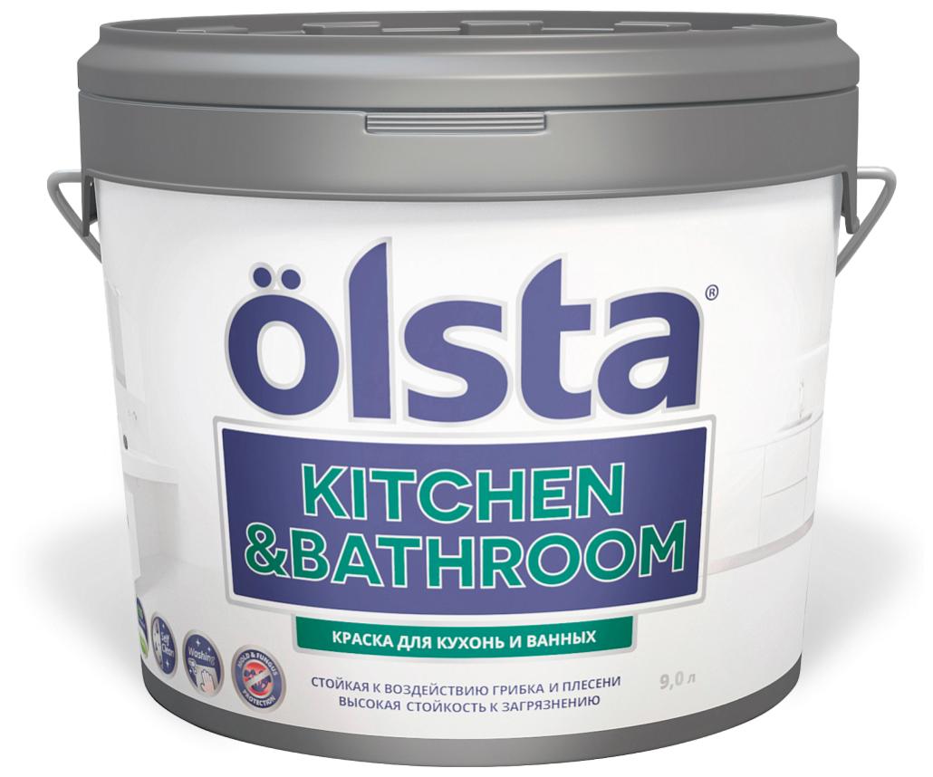 OLSTA KITCHEN & BATHROOM Краска для кухонь и ванных База С 2,7л