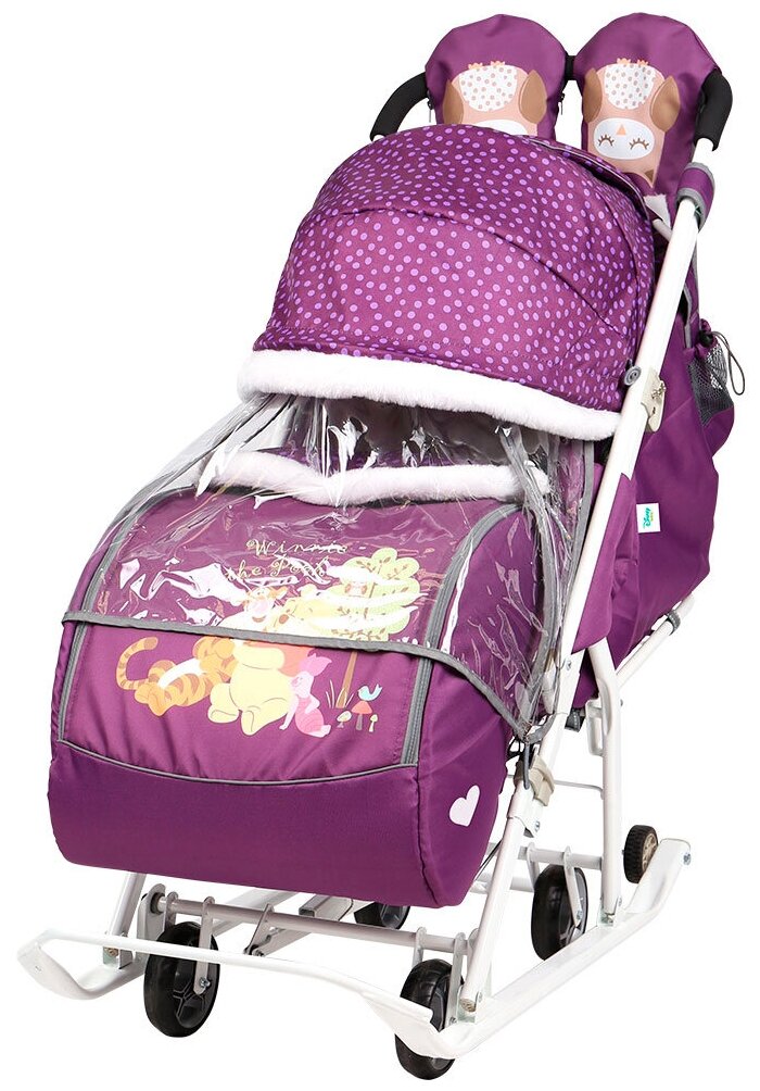 Санки-коляска Nika Disney baby 2 DB2, с Винни Пухом баклажановый