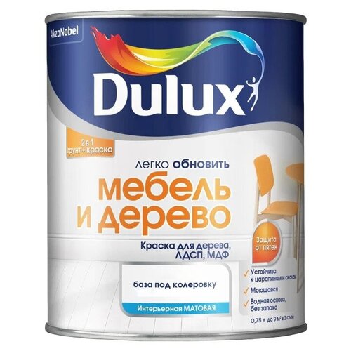 Грунт-краска Dulux Легко Обновить - Мебель и дерево матовая бесцветный 0.75 л 1 кг